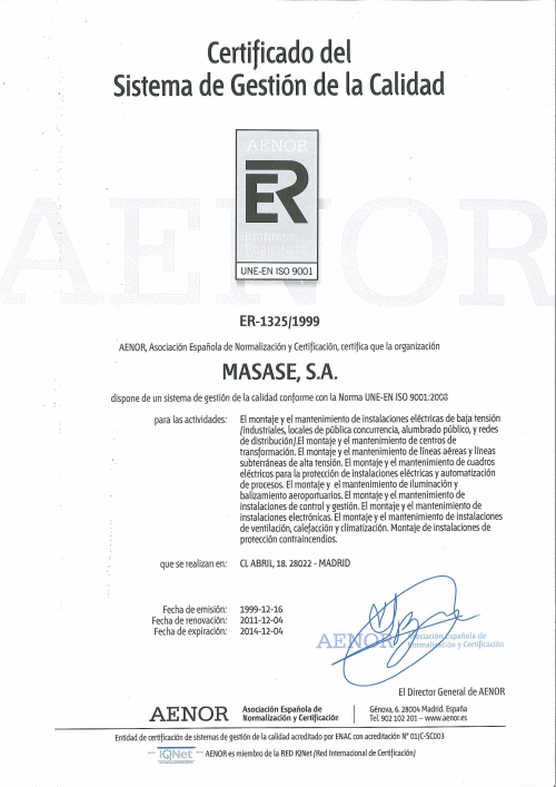 9001 AENOR Certificate