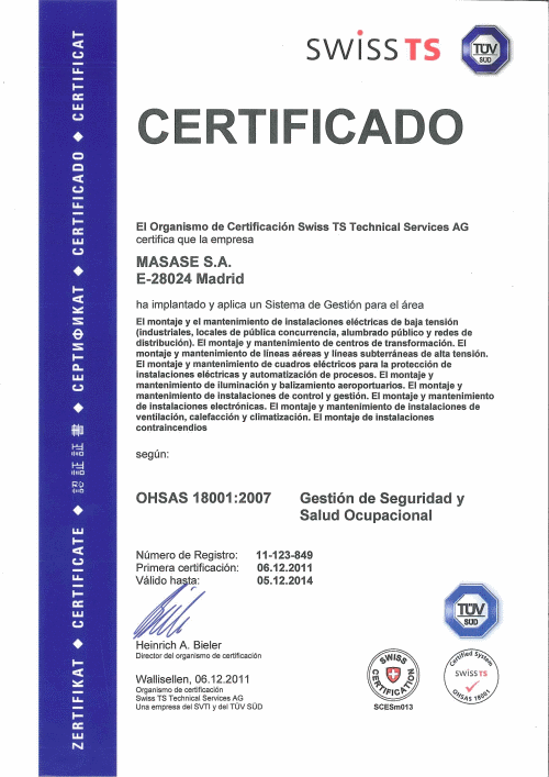 18001 OHSAS Certificate ES